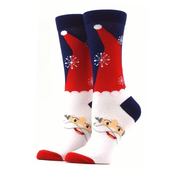 Christmas Socks - Unisex Crew Socks Featuring Santa, NEW - Picture 3 of 7
